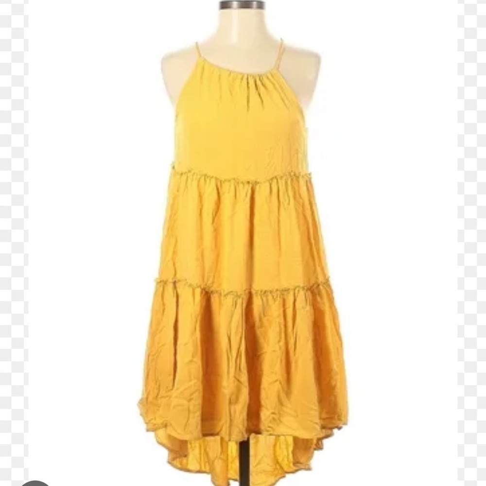 Abound High Low Tiered Sleeveless Dress Yellow Large NWT